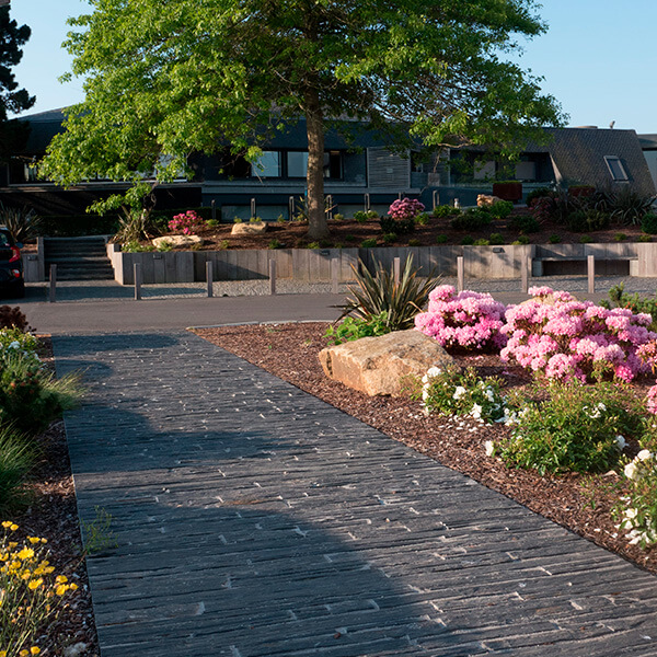 Outdoor walkway featuring INFERCOA® natural slate, providing a durable and elegant paving solution.